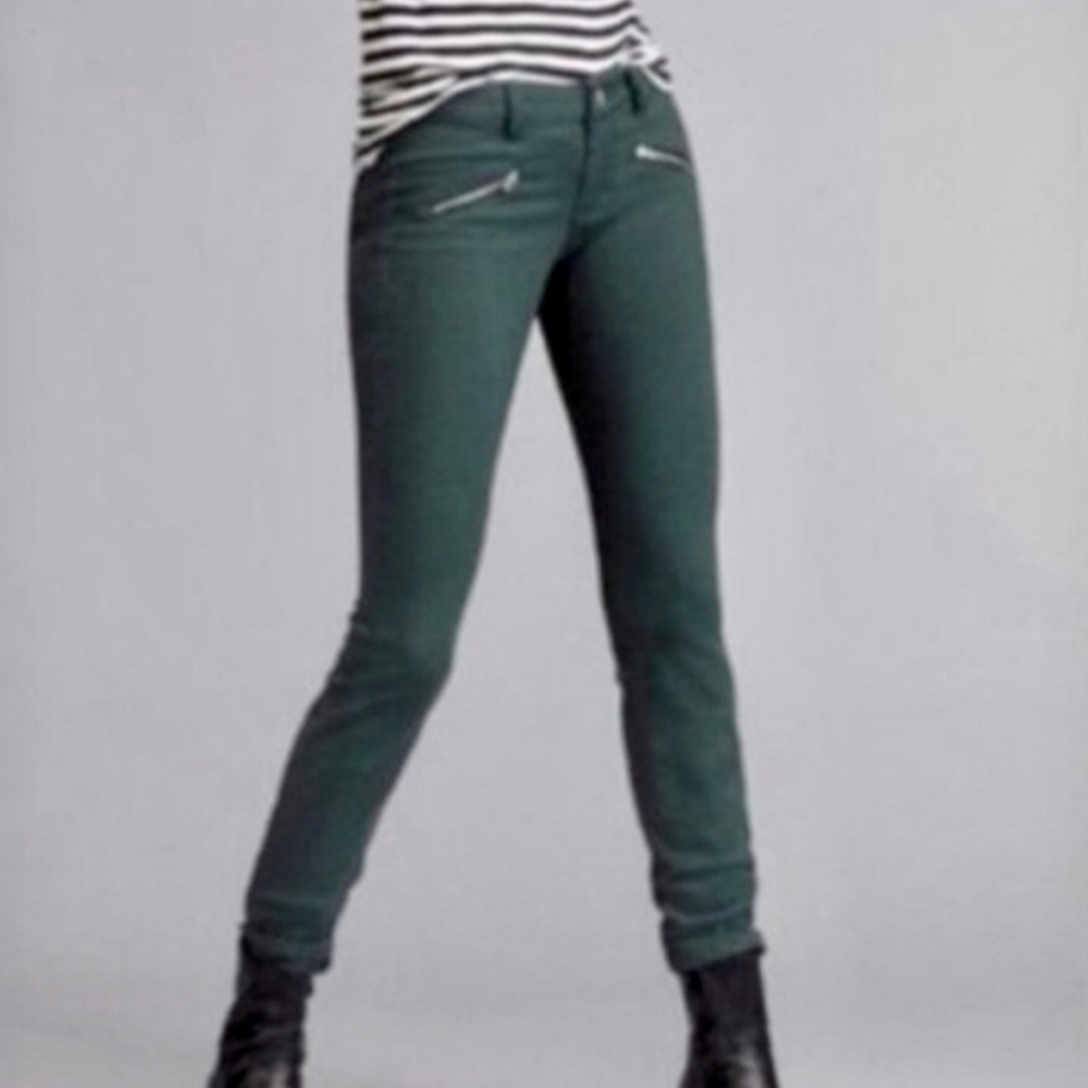 Cabi Zip Skinny Straight Women’s Denim in Dark Green